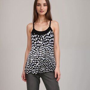 Guess Black & White Polka Dot Criss Cross Back Sleeveless Casual Top in Size M